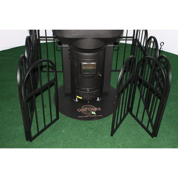 24.3 in. x 14.8 in. x 0.83 ft. Protective Barrier for Q Flame Outdoor Patio Heater Black Steel Fence