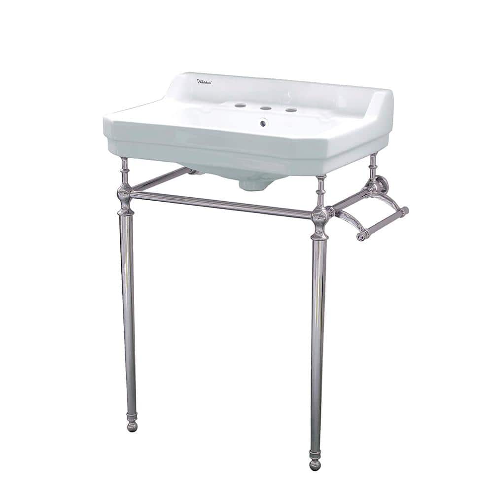 24 in. console sink with integrated rectangular bowl, solid brass leg supports and side towel bar price history on PriceWatchPro