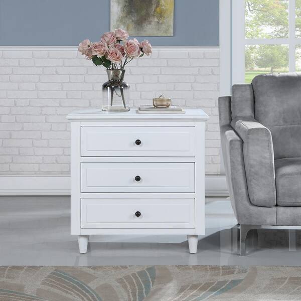 Donason 3-Drawer White Nightstand (28.1 in. H x 27.9 in. W x 16.9 