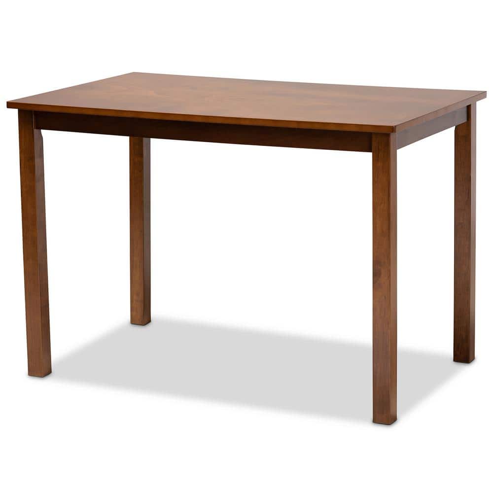 Walnut Brown Wood 5-Piece Dining Set with Cut-Out Backrest Chairs