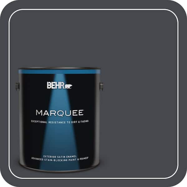 BEHR MARQUEE 1 gal. #N490-7 Ink Black Satin Enamel Exterior Paint & Primer