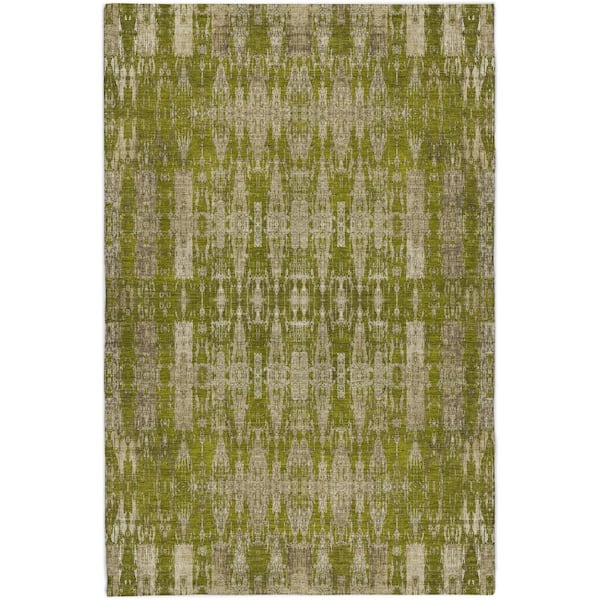 Dream Shag Premium Machine Washable Abstract ADS580 Olive 9 ft. x 12 ft. Area Rug