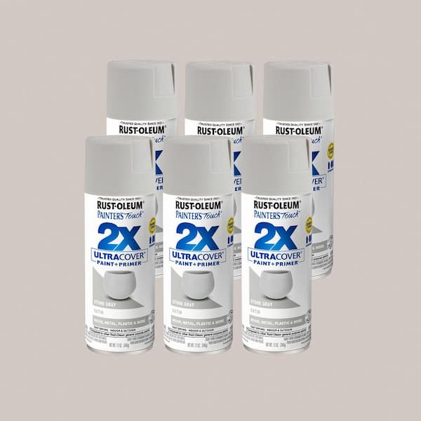Rust-Oleum Painter's Touch 2X 12 oz. Satin Stone Gray General Purpose Spray Paint (6-Pack)