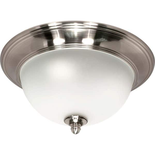 Glomar 3-Light Smoked Nickel Flush Mount with Satin Frosted Glass Shades