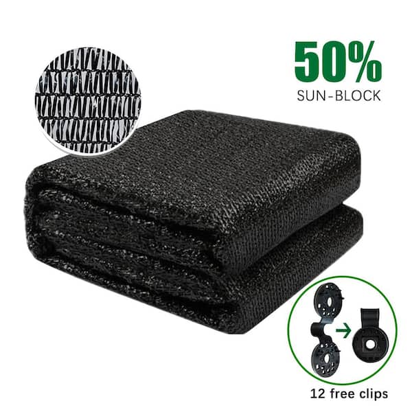 Shatex 70% Sunblock Shade Cloth Cover with Clips for Plants Pergola Porch 10 ft. x 16 ft., Black