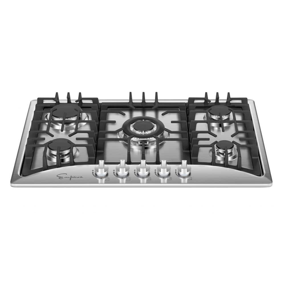 Empava 30 in. Gas Stove Cooktop with 5 Sealed Italy Sabaf Burners in Stainless Steel, Silver