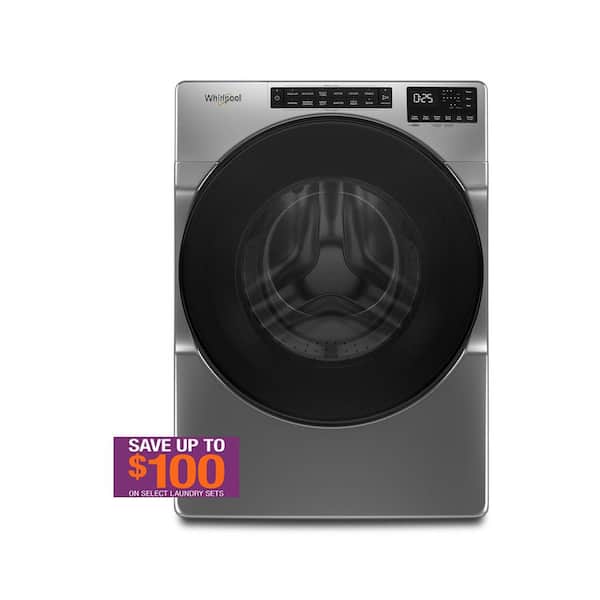Whirlpool 4.5 cu. ft. Front Load Washer with Steam, Quick Wash Cycle and Vibration Control Technology in Chrome Shadow