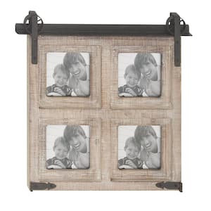 5" x 5" Brown 4 Slot Wall Photo Frame with Metal Accent