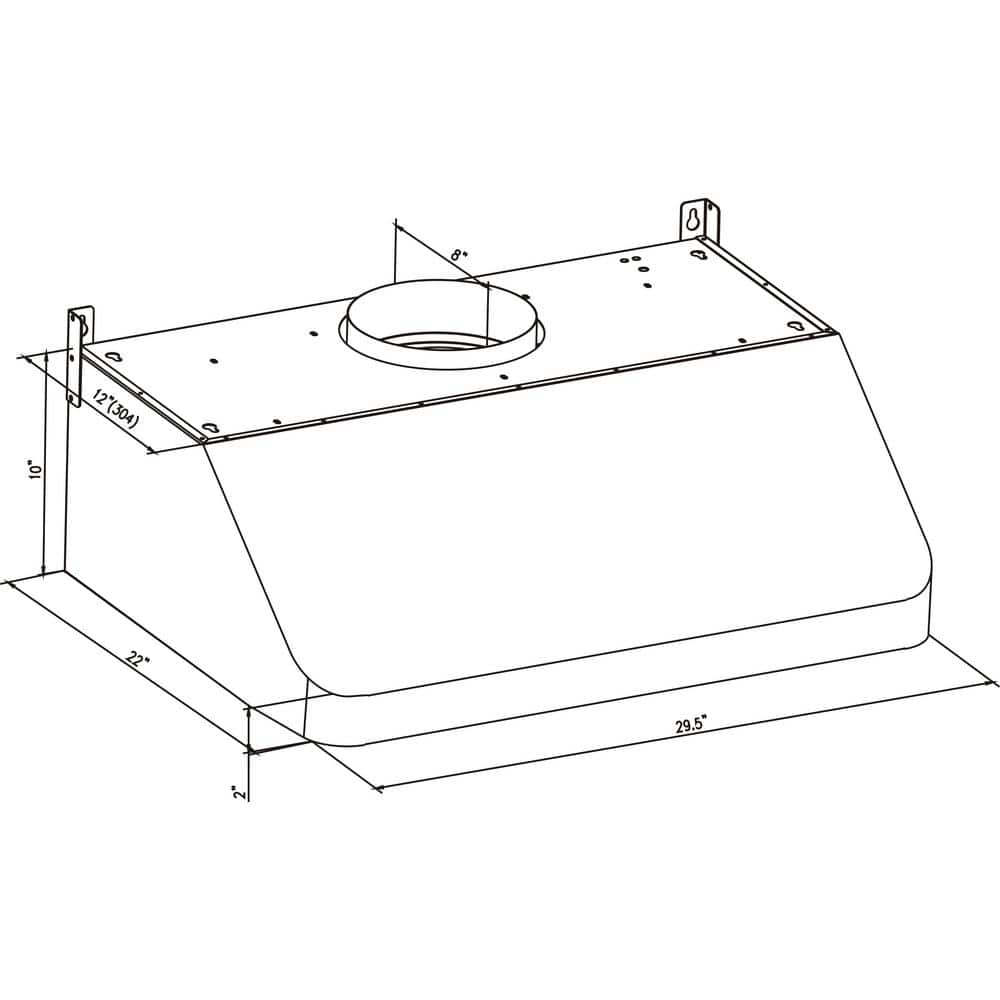 30" Stainless Steel Under Cabinet Range Hood with Push Button Control
