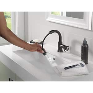 Trinsic Single Handle Single Hole Bathroom Faucet with High-Arc Pull-Down Spout in Matte Black