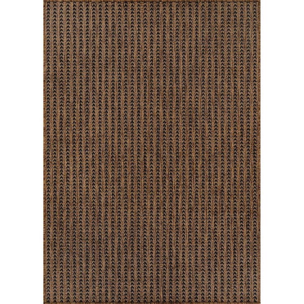 Arrow Gold 10 ft. x 14 ft. Chevron Striped Washable Indoor Outdoor Area Rug