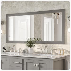 Aberdeen 72 in. W. x 30 in. H Large Rectangular Manufactured Wood Framed Wall Bathroom Vanity Mirror in Grey