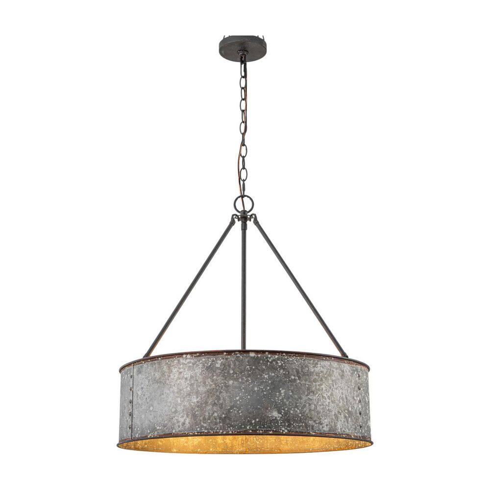 24.02 in. 5-Light Handcrafted Industrial Distressed Gray Drum Kitchen Island Pendant price history on PriceWatchPro
