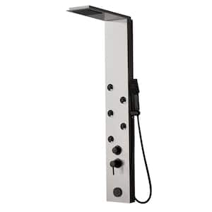 4-Jet Rainfall Shower Panel System with Rainfall Shower Head and Shower Wand in Black Nickel