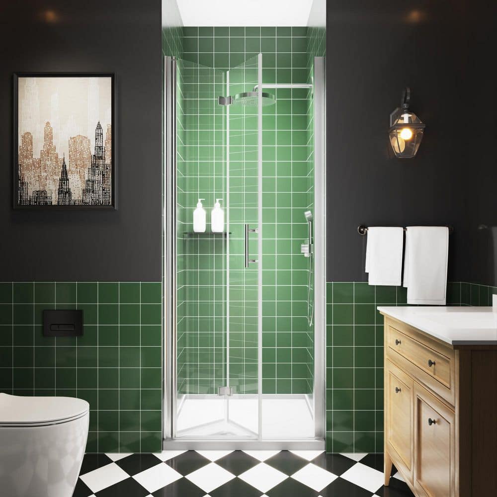 30-31 in. W x 72 in. H Frameless Bi-Fold Shower Door in Chrome with 1/4 in. Clear Tempered Glass Shower Door price history on PriceWatchPro