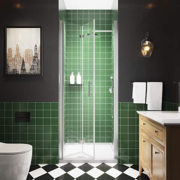 Wynnt 30-31 in. W x 72 in. H Frameless Bi-Fold Shower Door in Chrome with 1/4 in. Clear Tempered Glass Shower Door