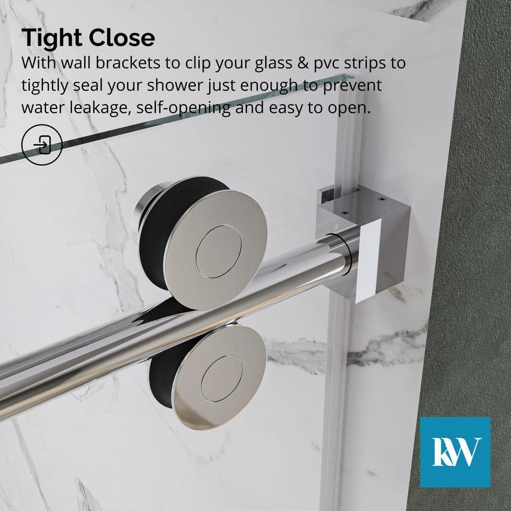 Radiance 54" Chrome Frameless Sliding Shower Door with Clear Glass
