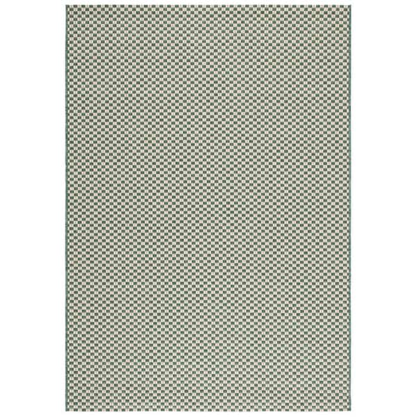 SAFAVIEH Courtyard Dark Green/Beige 8 ft. x 10 ft. Check Indoor/Outdoor Patio  Area Rug