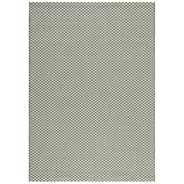 SAFAVIEH Courtyard Dark Green/Beige 9 ft. x 12 ft. Check Indoor/Outdoor Patio  Area Rug