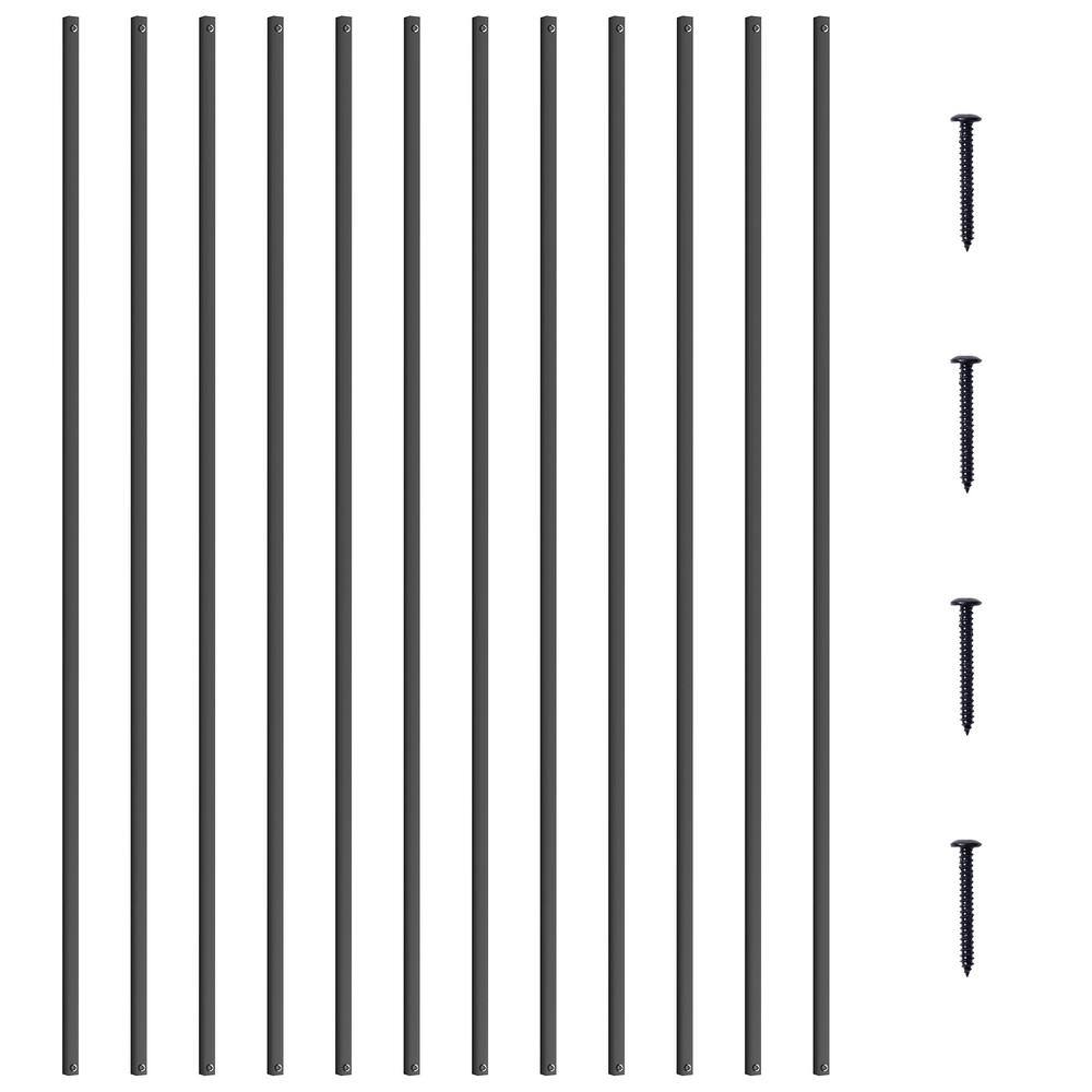 44'' Matte Black Aluminum Square Staircase Baluster Set