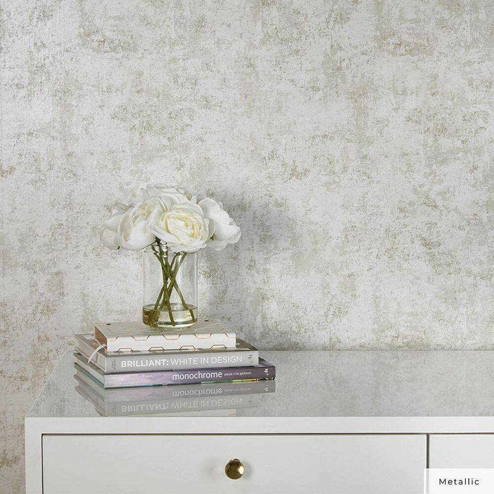 Pearl Leaf Distressed Gold Vinyl Peel and Stick Wallpaper Roll