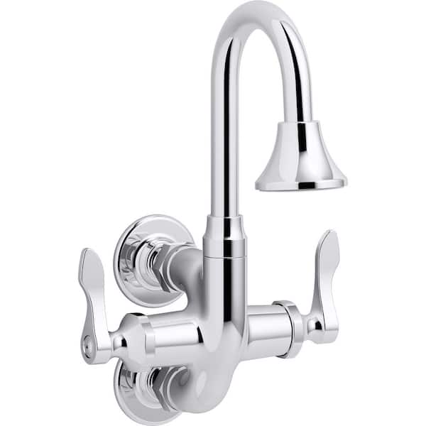 KOHLER Triton Bowe Cannock 1.2 GPM 2-Handle Wall Mount Bathroom Faucet, Drain Not Included in Polished Chrome
