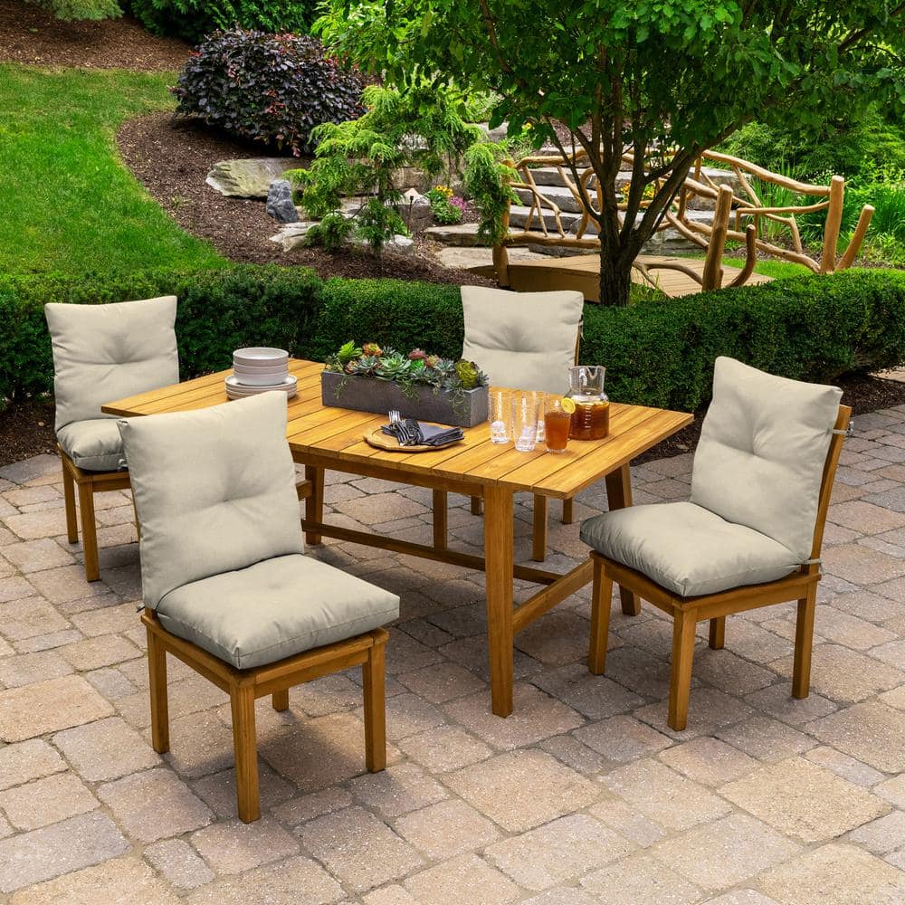 Tan Polyester Tufted Blowfill Outdoor Dining Chair Cushion