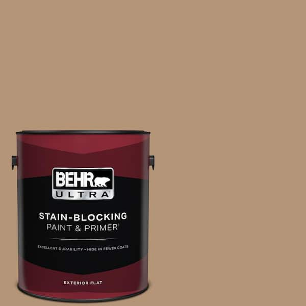 BEHR ULTRA 1 gal. #280F-4 Burnt Almond Flat Exterior Paint & Primer