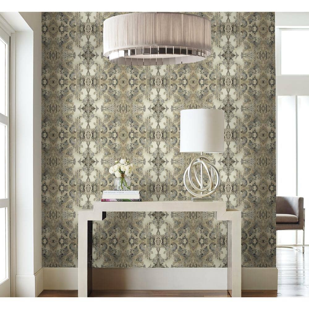 Ivory and Gray Medallion Peel and Stick Wallpaper