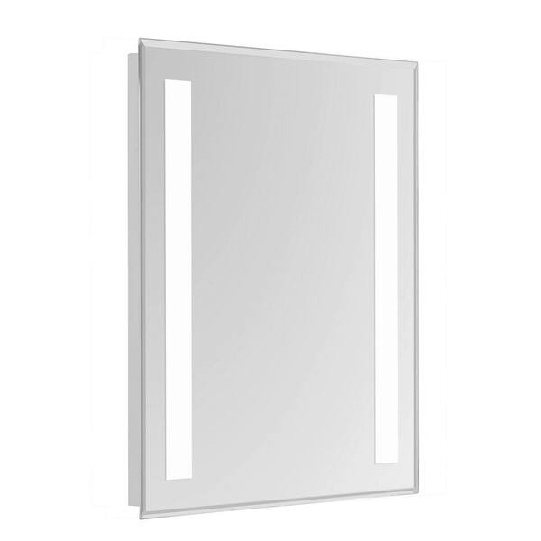 Unbranded Klein 20 in. x 40 in. 2 Sides LED Wall Mirror with Rectangle Steel Frame Color Temperature 5000K in in Glossy White