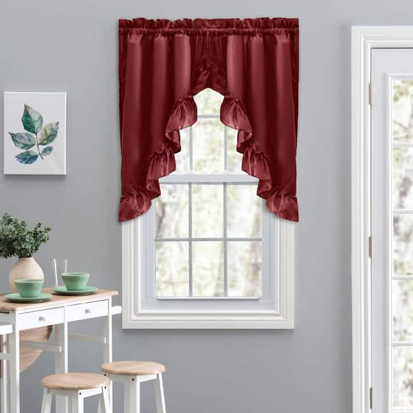 Ellis Curtain Stacey 38 in. L Polyester/Cotton Swag Valance Pair in Merlot