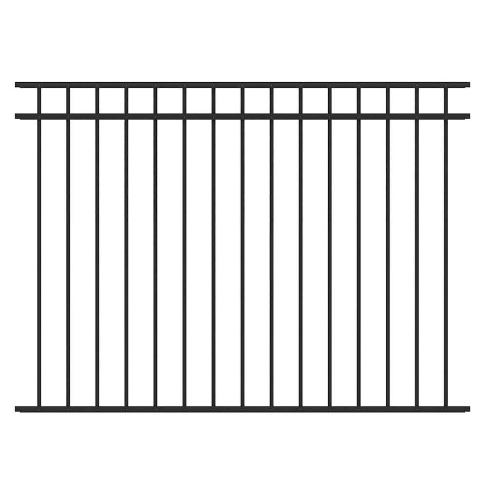 Vinings 4.5 ft. H x 6 ft. W Black Aluminum Pre-Assembled Spaced Bar Flat Framed Metal Fence Panel price history on PriceWatchPro