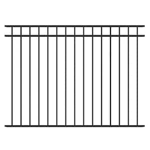 Vinings 4.5 ft. H x 6 ft. W Black Aluminum Pre-Assembled Spaced Bar Flat Framed Metal Fence Panel