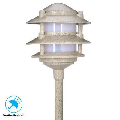 Low-Voltage 11-Watt Sand Outdoor Halogen 3-Tier Landscape Path Light