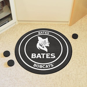 Bates College Bobcats Black 27 in. Hockey Puck Area Rug