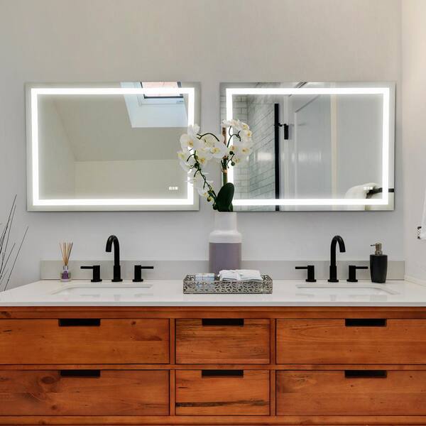 48 in. W x 36 in. H Rectangular Aluminum Framed Wall Bathroom Vanity Mirror  in Clear with Dimmable & Anti-Fog Function MSWY-1 - The Home Depot