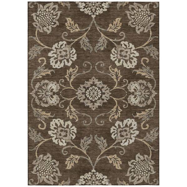 Chantille Machine Washable Indoor/Outdoor Abstract ACN3170 Chocolate 8 ft. x 10 ft. Area Rug