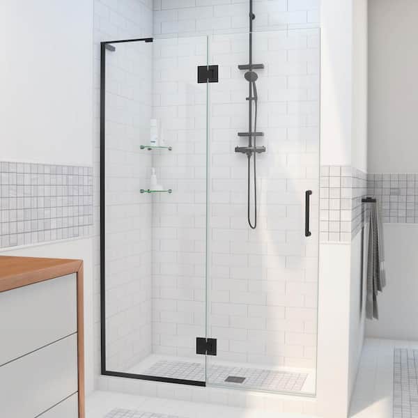 DreamLine Unidoor-X 29 in. x 72 in. Frameless Hinged Shower Door in Matte Black