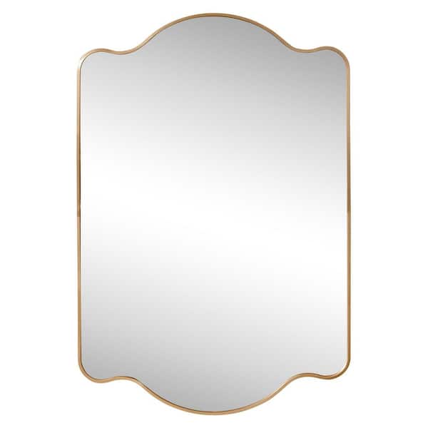JONATHAN Y Louisa 24 in. W x 36 in. H Medium Scalloped Rectangular Metal Framed Wall Mirror, Gold