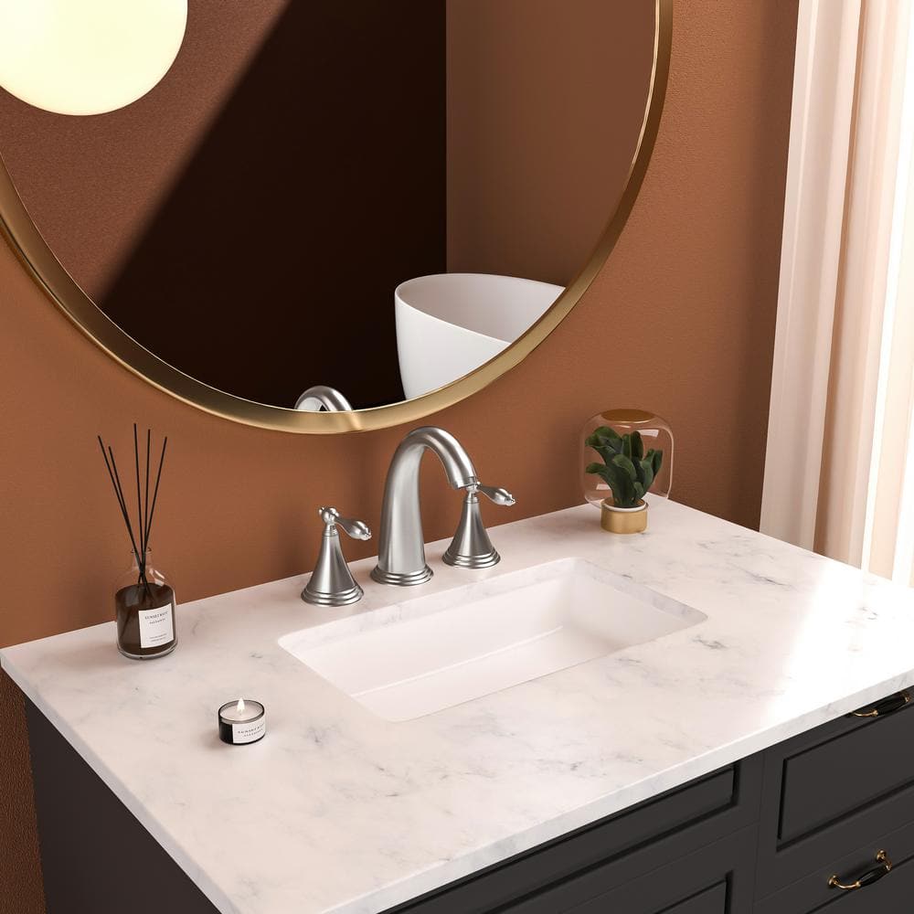 Brushed Nickel Double Handle 3-Hole Vessel Sink Faucet