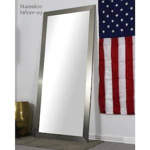 Large Glossy Silver Composite Modern Mirror (60 in. H X 21 in. W)