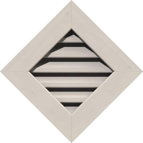 Ekena Millwork 20" x 20" Diamond Gable Vent: Primed, Functional, Smooth Pine Gable Vent w/ Brick Mould Face Frame