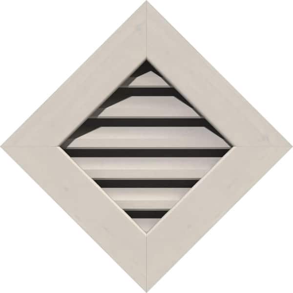 Ekena Millwork 26.375 in. x 26.375 in. Diamond Primed Smooth Pine Wood Paintable Gable Louver Vent