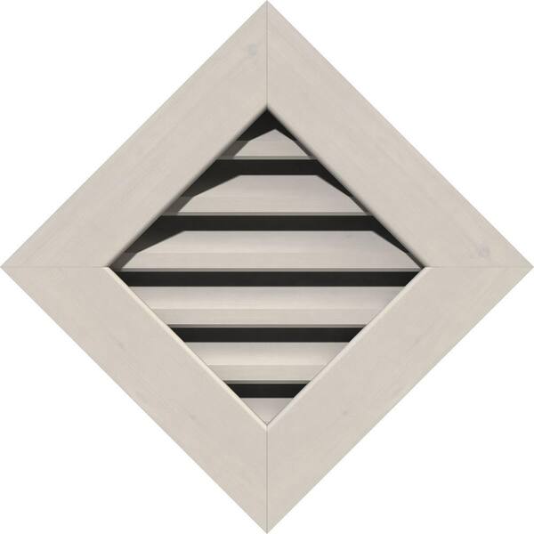 Ekena Millwork 28.375 in. x 28.375 in. Diamond Primed Smooth Western Red Cedar Wood Paintable Gable Louver Vent