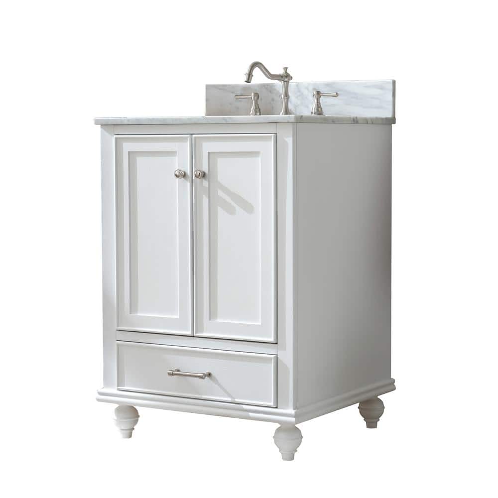 Melissa 24" Grain White Single Vanity with Carrara White Top