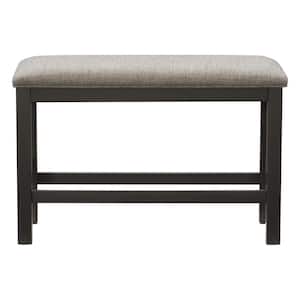 Gray Counter Height Bench with Padded Seating 25 in. H x 37 in. W x 15.5 in. D