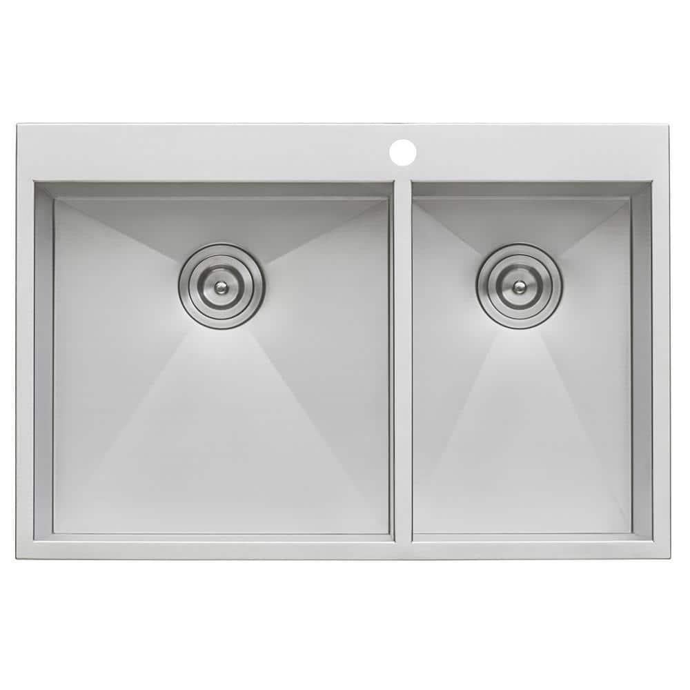 Ruvati 33" Stainless Steel Double Bowl Kitchen Sink