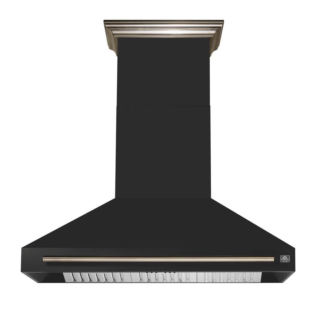 Forno Aria 48 in. Wall-Mounted Range Hood in Black, Ducted 1200 CFM