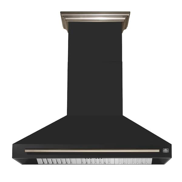 Aria 48 in. Wall-Mounted Range Hood in Black, Ducted 1200 CFM