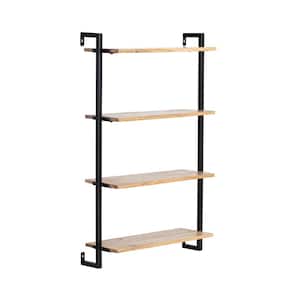 8 in. x 26 in. x 40 in. Phantom Black Wood Floating Wall Shelves with Keyhole hanging mechanism